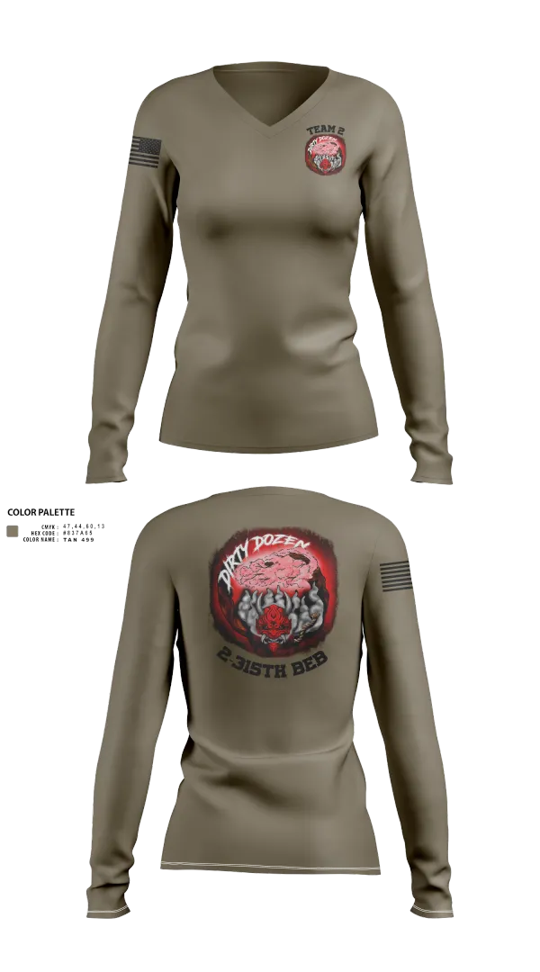 Womens Long Sleeve Vneck Shirt, Dirty Dozen, , Teamtime, Team time, sublimation, custom sports apparel, team uniforms, spirit wear, spiritwear, sports uniforms, custom shirts, team store, custom team store, fundraiser sports, apparel fundraiser