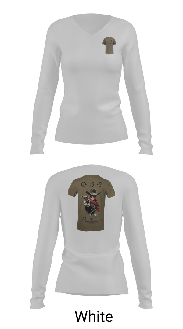 Womens Long Sleeve Vneck Shirt, BCO GSE, Army, Teamtime, Team time, sublimation, custom sports apparel, team uniforms, spirit wear, spiritwear, sports uniforms, custom shirts, team store, custom team store, fundraiser sports, apparel fundraiser
