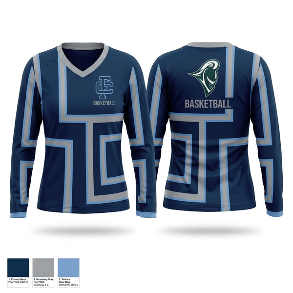 Womens Long Sleeve Vneck Shirt, Fellowship Christian School, Men's Basketball, Teamtime, Team time, sublimation, custom sports apparel, team uniforms, spirit wear, spiritwear, sports uniforms, custom shirts, team store, custom team store, fundraiser sports, apparel fundraiser