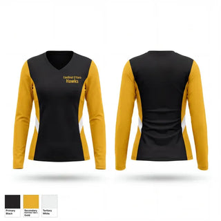 Womens Long Sleeve Vneck Shirt, Cardinal Ohara Hawks, , Teamtime, Team time, sublimation, custom sports apparel, team uniforms, spirit wear, spiritwear, sports uniforms, custom shirts, team store, custom team store, fundraiser sports, apparel fundraiser
