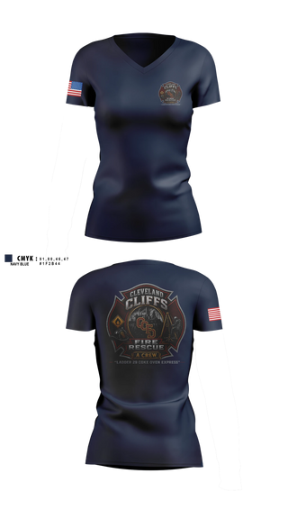 Womens Short Sleeve Vneck Shirt, Cleveland Cliffs Fire Department, Fire Department, Teamtime, Team time, sublimation, custom sports apparel, team uniforms, spirit wear, spiritwear, sports uniforms, custom shirts, team store, custom team store, fundraiser sports, apparel fundraiser
