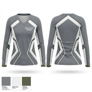 Womens Long Sleeve Vneck Shirt, Silver Creek Raiders, Tennis, Teamtime, Team time, sublimation, custom sports apparel, team uniforms, spirit wear, spiritwear, sports uniforms, custom shirts, team store, custom team store, fundraiser sports, apparel fundraiser