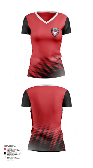 Womens Short Sleeve Vneck Shirt, Storm City Fc, Men's Soccer, Teamtime, Team time, sublimation, custom sports apparel, team uniforms, spirit wear, spiritwear, sports uniforms, custom shirts, team store, custom team store, fundraiser sports, apparel fundraiser