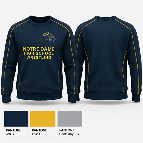 Crew Neck Sweatshirt, Notre Dame High School Wrestling, Wrestling, Teamtime, Team time, sublimation, custom sports apparel, team uniforms, spirit wear, spiritwear, sports uniforms, custom shirts, team store, custom team store, fundraiser sports, apparel fundraiser
