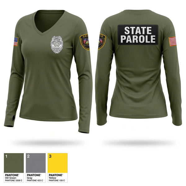 Womens Long Sleeve Vneck Shirt, State Parole, Police, Teamtime, Team time, sublimation, custom sports apparel, team uniforms, spirit wear, spiritwear, sports uniforms, custom shirts, team store, custom team store, fundraiser sports, apparel fundraiser