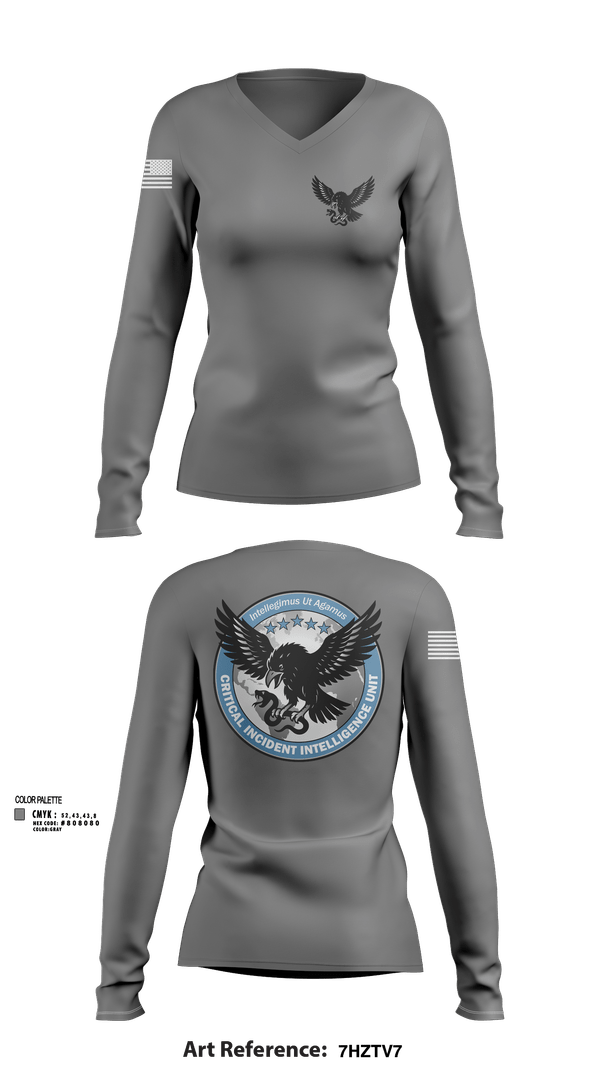Womens Long Sleeve Vneck Shirt, Critical Incident Intelligence Unit, , Teamtime, Team time, sublimation, custom sports apparel, team uniforms, spirit wear, spiritwear, sports uniforms, custom shirts, team store, custom team store, fundraiser sports, apparel fundraiser
