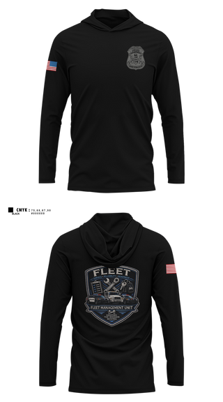 Long Sleeve Performance Shirt with hood, Fleet, Police, Teamtime, Team time, sublimation, custom sports apparel, team uniforms, spirit wear, spiritwear, sports uniforms, custom shirts, team store, custom team store, fundraiser sports, apparel fundraiser