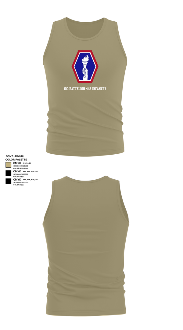 Tank Top, 100 Battalion 442 Infantry, Army, Teamtime, Team time, sublimation, custom sports apparel, team uniforms, spirit wear, spiritwear, sports uniforms, custom shirts, team store, custom team store, fundraiser sports, apparel fundraiser