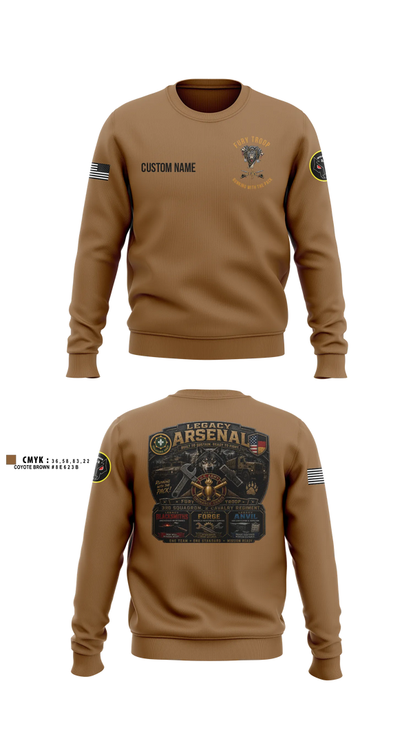 Crew Neck Sweatshirt, Legacy 3/2 Fury Troop, Army, Teamtime, Team time, sublimation, custom sports apparel, team uniforms, spirit wear, spiritwear, sports uniforms, custom shirts, team store, custom team store, fundraiser sports, apparel fundraiser