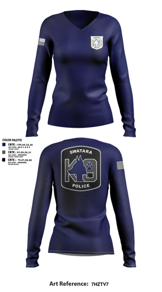 Womens Long Sleeve Vneck Shirt, Swatara K9, Police, Teamtime, Team time, sublimation, custom sports apparel, team uniforms, spirit wear, spiritwear, sports uniforms, custom shirts, team store, custom team store, fundraiser sports, apparel fundraiser