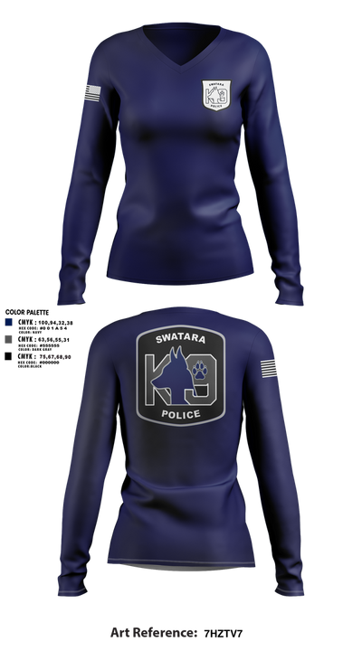 Swatara K9 68594895 Women's Long Sleeve V-neck Shirt - 1