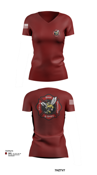 Womens Short Sleeve Vneck Shirt, B-Shift, Fire Department, Teamtime, Team time, sublimation, custom sports apparel, team uniforms, spirit wear, spiritwear, sports uniforms, custom shirts, team store, custom team store, fundraiser sports, apparel fundraiser