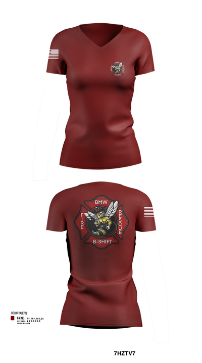 B-Shift 61265399 Women's Short Sleeve V-neck Shirt - 103