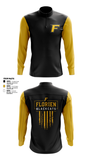 Quarter Zip Jacket, Florien Blackcats, Softball, Teamtime, Team time, sublimation, custom sports apparel, team uniforms, spirit wear, spiritwear, sports uniforms, custom shirts, team store, custom team store, fundraiser sports, apparel fundraiser