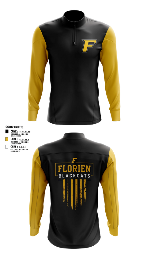 Quarter Zip Jacket, Florien Blackcats, Softball, Teamtime, Team time, sublimation, custom sports apparel, team uniforms, spirit wear, spiritwear, sports uniforms, custom shirts, team store, custom team store, fundraiser sports, apparel fundraiser