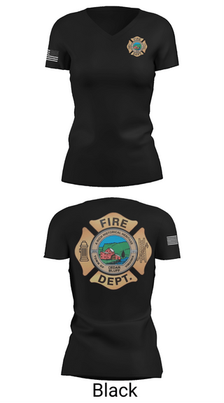 Womens Short Sleeve Vneck Shirt, Cedar Bluff Fire Department, Fire Department, Teamtime, Team time, sublimation, custom sports apparel, team uniforms, spirit wear, spiritwear, sports uniforms, custom shirts, team store, custom team store, fundraiser sports, apparel fundraiser