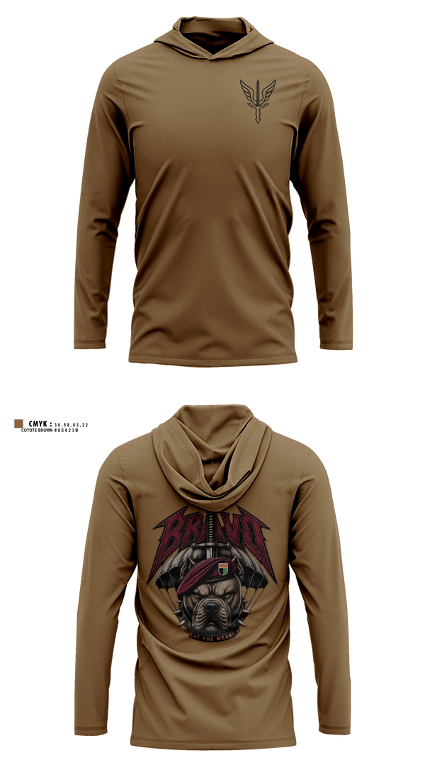 Long Sleeve hooded sunshirt, B. CO, 112th SIG BN, Army, Teamtime, Team time, sublimation, custom sports apparel, team uniforms, spirit wear, spiritwear, sports uniforms, custom shirts, team store, custom team store, fundraiser sports, apparel fundraiser