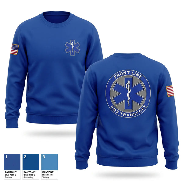 Crew Neck Sweatshirt, Frontline EMS Transport, EMS/EMT, Teamtime, Team time, sublimation, custom sports apparel, team uniforms, spirit wear, spiritwear, sports uniforms, custom shirts, team store, custom team store, fundraiser sports, apparel fundraiser