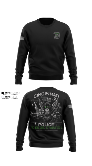 Crew Neck Sweatshirt, Cincinnati Police Night Shift, Police, Teamtime, Team time, sublimation, custom sports apparel, team uniforms, spirit wear, spiritwear, sports uniforms, custom shirts, team store, custom team store, fundraiser sports, apparel fundraiser