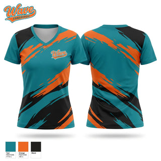 Womens Short Sleeve Vneck Shirt, WAVE, Baseball, Teamtime, Team time, sublimation, custom sports apparel, team uniforms, spirit wear, spiritwear, sports uniforms, custom shirts, team store, custom team store, fundraiser sports, apparel fundraiser