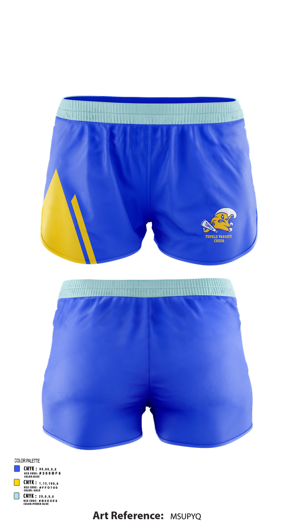 Womens Shorts, Tupelo Varsity Cheer, Cheer, Teamtime, Team time, sublimation, custom sports apparel, team uniforms, spirit wear, spiritwear, sports uniforms, custom shirts, team store, custom team store, fundraiser sports, apparel fundraiser