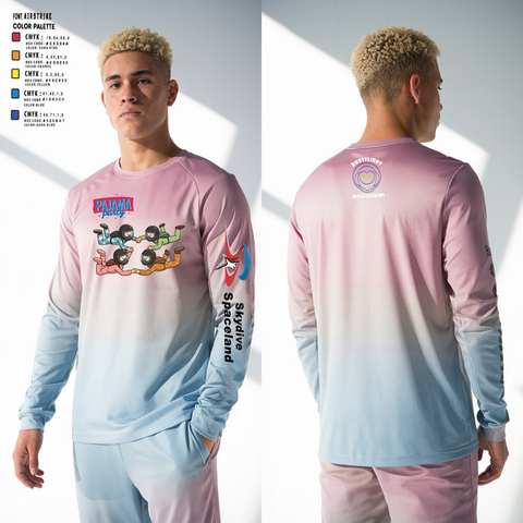 Long Sleeve Performance Shirt, Skydive Dallas Pajama Party, Spirit Store, Teamtime, Team time, sublimation, custom sports apparel, team uniforms, spirit wear, spiritwear, sports uniforms, custom shirts, team store, custom team store, fundraiser sports, apparel fundraiser