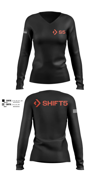 Womens Long Sleeve Vneck Shirt, Shift5, , Teamtime, Team time, sublimation, custom sports apparel, team uniforms, spirit wear, spiritwear, sports uniforms, custom shirts, team store, custom team store, fundraiser sports, apparel fundraiser
