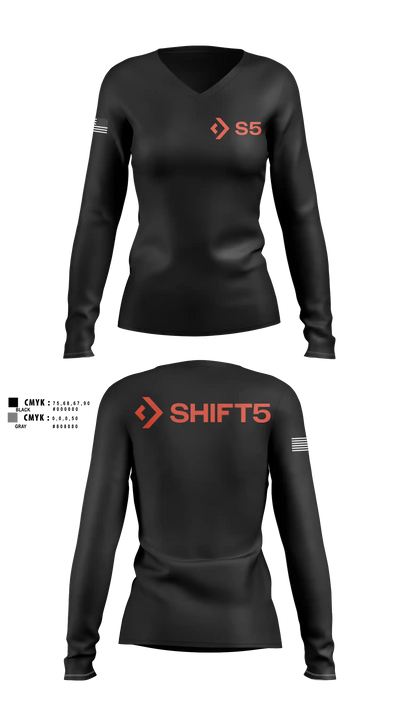 Shift5 Women's Long Sleeve V-neck Shirt - 5
