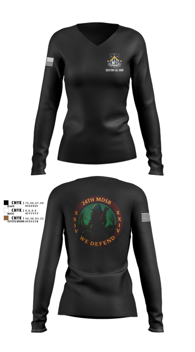 24th MDSB 11455369 Women's Long Sleeve V-neck Shirt - 3