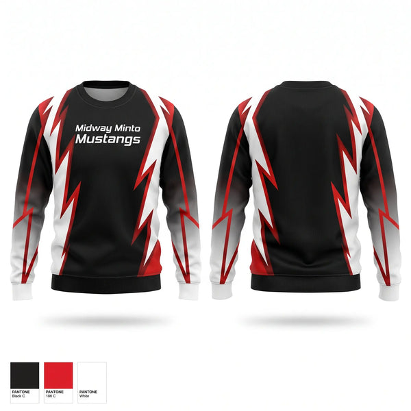 Crew Neck Sweatshirt, Midway Minto Mustangs, Baseball, Teamtime, Team time, sublimation, custom sports apparel, team uniforms, spirit wear, spiritwear, sports uniforms, custom shirts, team store, custom team store, fundraiser sports, apparel fundraiser
