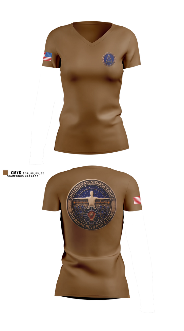 Womens Short Sleeve Vneck Shirt, Guardian Resilience Team, Space Force, Teamtime, Team time, sublimation, custom sports apparel, team uniforms, spirit wear, spiritwear, sports uniforms, custom shirts, team store, custom team store, fundraiser sports, apparel fundraiser