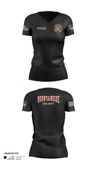 Womens Short Sleeve Vneck Shirt, Mountainside Fire Department, Fire Department, Teamtime, Team time, sublimation, custom sports apparel, team uniforms, spirit wear, spiritwear, sports uniforms, custom shirts, team store, custom team store, fundraiser sports, apparel fundraiser