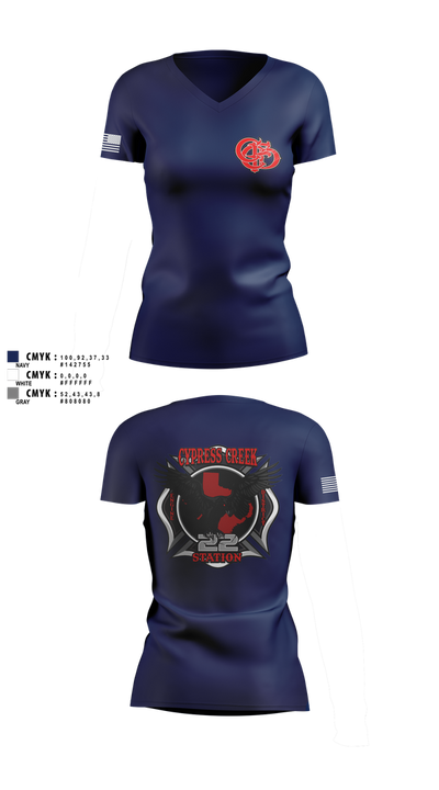 Cy creek fire 22 83530628 Women's Short Sleeve V-neck Shirt - 1