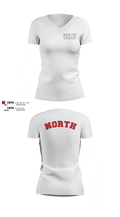 North Attleborough High School Cheer 88392583 Women's Short Sleeve V-neck Shirt - 4