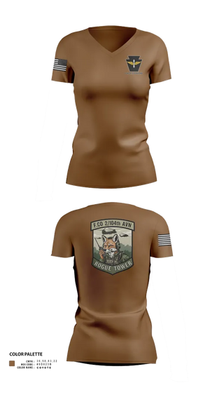 Womens Short Sleeve Vneck Shirt, Fox company 2/104th avn, National Guard, Teamtime, Team time, sublimation, custom sports apparel, team uniforms, spirit wear, spiritwear, sports uniforms, custom shirts, team store, custom team store, fundraiser sports, apparel fundraiser