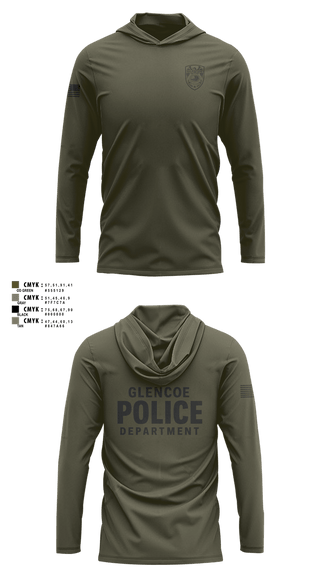Long Sleeve Performance Shirt with hood, Glencoe Police Department, Police, Teamtime, Team time, sublimation, custom sports apparel, team uniforms, spirit wear, spiritwear, sports uniforms, custom shirts, team store, custom team store, fundraiser sports, apparel fundraiser