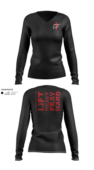 Womens Long Sleeve Vneck Shirt, CHRISTFLEX, Spirit Store, Teamtime, Team time, sublimation, custom sports apparel, team uniforms, spirit wear, spiritwear, sports uniforms, custom shirts, team store, custom team store, fundraiser sports, apparel fundraiser