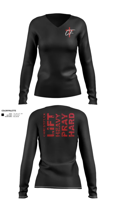 CHRISTFLEX 81432592 Women's Long Sleeve V-neck Shirt - 21