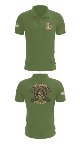 Short Sleeve Performance Polo, 1-105th cavalry, Army, Teamtime, Team time, sublimation, custom sports apparel, team uniforms, spirit wear, spiritwear, sports uniforms, custom shirts, team store, custom team store, fundraiser sports, apparel fundraiser
