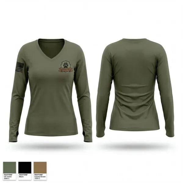 Womens Long Sleeve Vneck Shirt, Hagerstown Police K9 Unit, Police, Teamtime, Team time, sublimation, custom sports apparel, team uniforms, spirit wear, spiritwear, sports uniforms, custom shirts, team store, custom team store, fundraiser sports, apparel fundraiser
