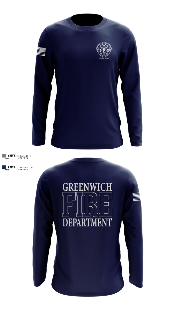 Long Sleeve Performance Shirt, Greenwich Fire Local 1042, Fire Department, Teamtime, Team time, sublimation, custom sports apparel, team uniforms, spirit wear, spiritwear, sports uniforms, custom shirts, team store, custom team store, fundraiser sports, apparel fundraiser
