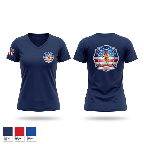 Womens Short Sleeve Vneck Shirt, Chickenbone Fire Department, Fire Department, Teamtime, Team time, sublimation, custom sports apparel, team uniforms, spirit wear, spiritwear, sports uniforms, custom shirts, team store, custom team store, fundraiser sports, apparel fundraiser