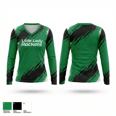 Little Lady Rockets 94372148 Women's Long Sleeve V-neck Shirt - 1