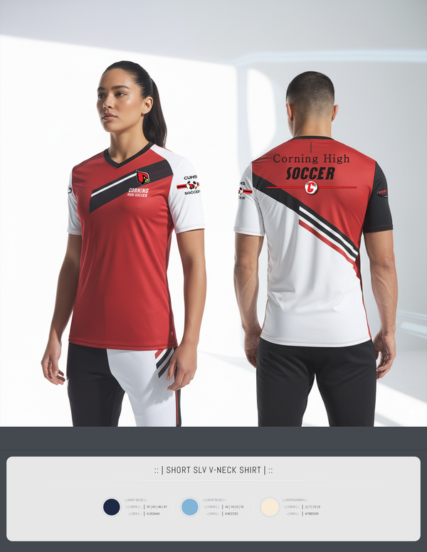 Womens Short Sleeve Vneck Shirt, Corning Boys Soccer, Men's Soccer, Teamtime, Team time, sublimation, custom sports apparel, team uniforms, spirit wear, spiritwear, sports uniforms, custom shirts, team store, custom team store, fundraiser sports, apparel fundraiser