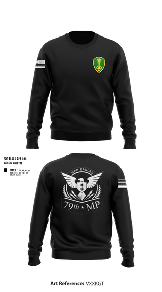 Crew Neck Sweatshirt, 79th MP Co, Army, Teamtime, Team time, sublimation, custom sports apparel, team uniforms, spirit wear, spiritwear, sports uniforms, custom shirts, team store, custom team store, fundraiser sports, apparel fundraiser