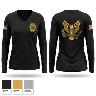 Womens Long Sleeve Vneck Shirt, DES (Directorate of Emergency Services), Army, Teamtime, Team time, sublimation, custom sports apparel, team uniforms, spirit wear, spiritwear, sports uniforms, custom shirts, team store, custom team store, fundraiser sports, apparel fundraiser