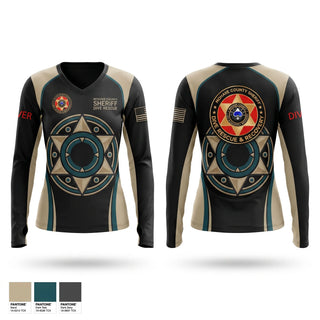 Womens Long Sleeve Vneck Shirt, MOHAVE COUNTY SHERIFF DIVE RESCUE, Police, Teamtime, Team time, sublimation, custom sports apparel, team uniforms, spirit wear, spiritwear, sports uniforms, custom shirts, team store, custom team store, fundraiser sports, apparel fundraiser