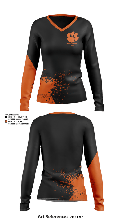Beverly High School Tennis 42546439 Women's Long Sleeve V-neck Shirt - 1