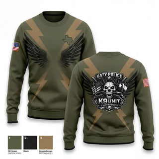 Crew Neck Sweatshirt, Katy PD K9 Unit, Police, Teamtime, Team time, sublimation, custom sports apparel, team uniforms, spirit wear, spiritwear, sports uniforms, custom shirts, team store, custom team store, fundraiser sports, apparel fundraiser
