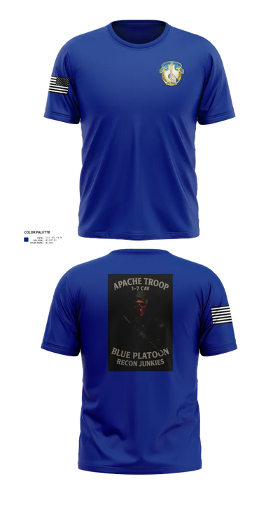 1-7 Cavlary Division Apache Troop Blue Platoon Recon Junkies Short Sleeve Performance Shirt - 22